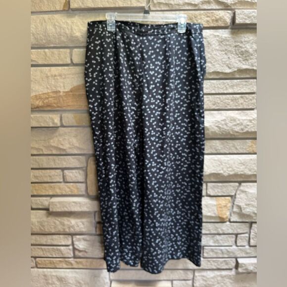 VETTA Capsule Black Ditsy Floral Wide Leg Trouser Pants Size 16 Made USA Tencel - Picture 4 of 10